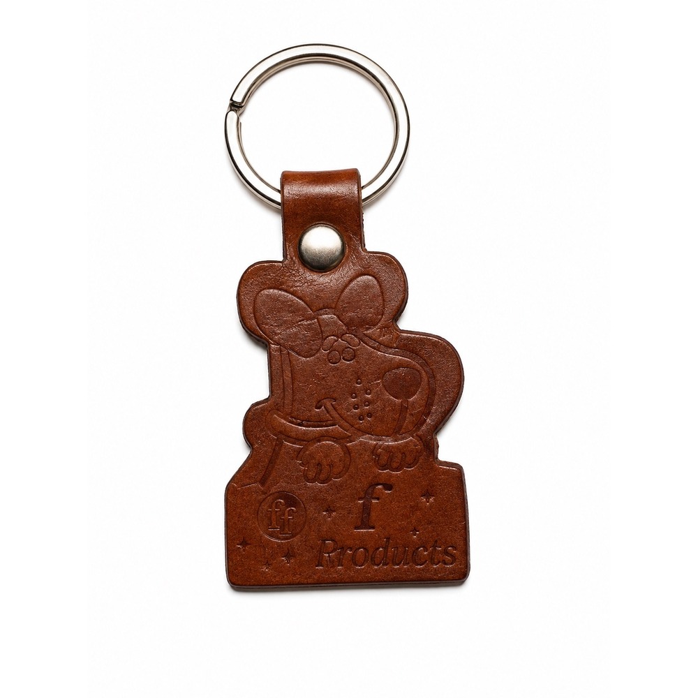 Vintage Ruff Pet Products Brown Leather Dog Keychain
